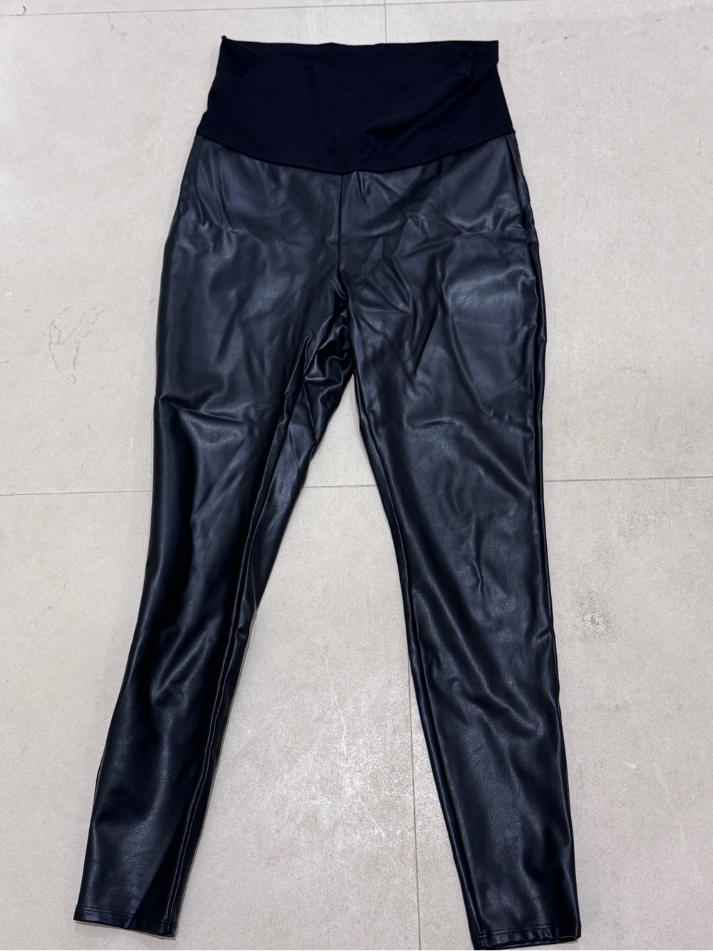 Maternity Hatch Black Faux Leather High-Waist Leggings XS for size 27 women
